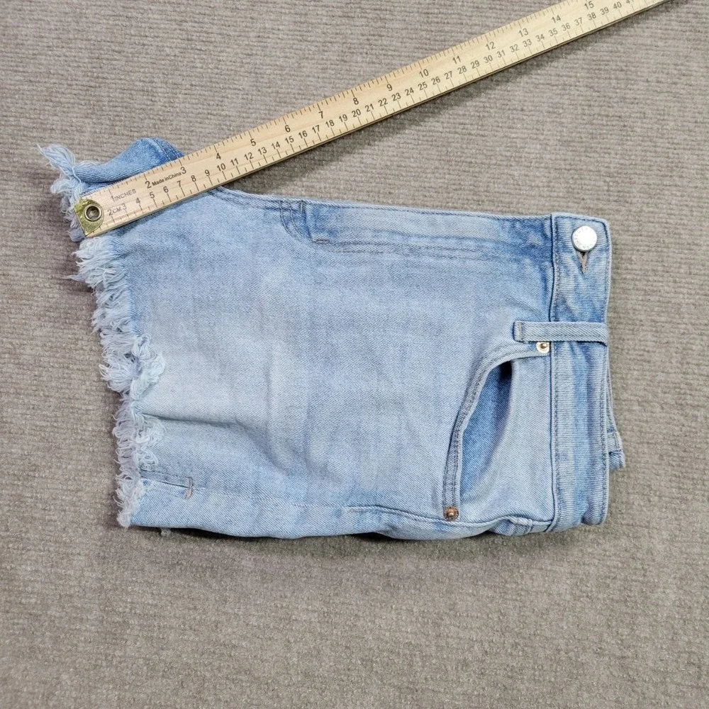 Just USA Jean Shorts Womens Large Blue Light Wash Frayed‎ Hem Casual Denim